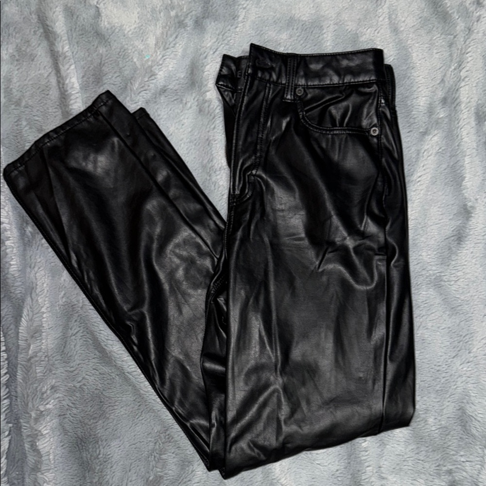 American Eagle Black Leather Look Pants